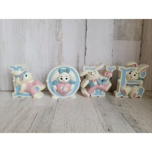 Vintage Easter love letters bunny hanging wall rabbit decor set spring